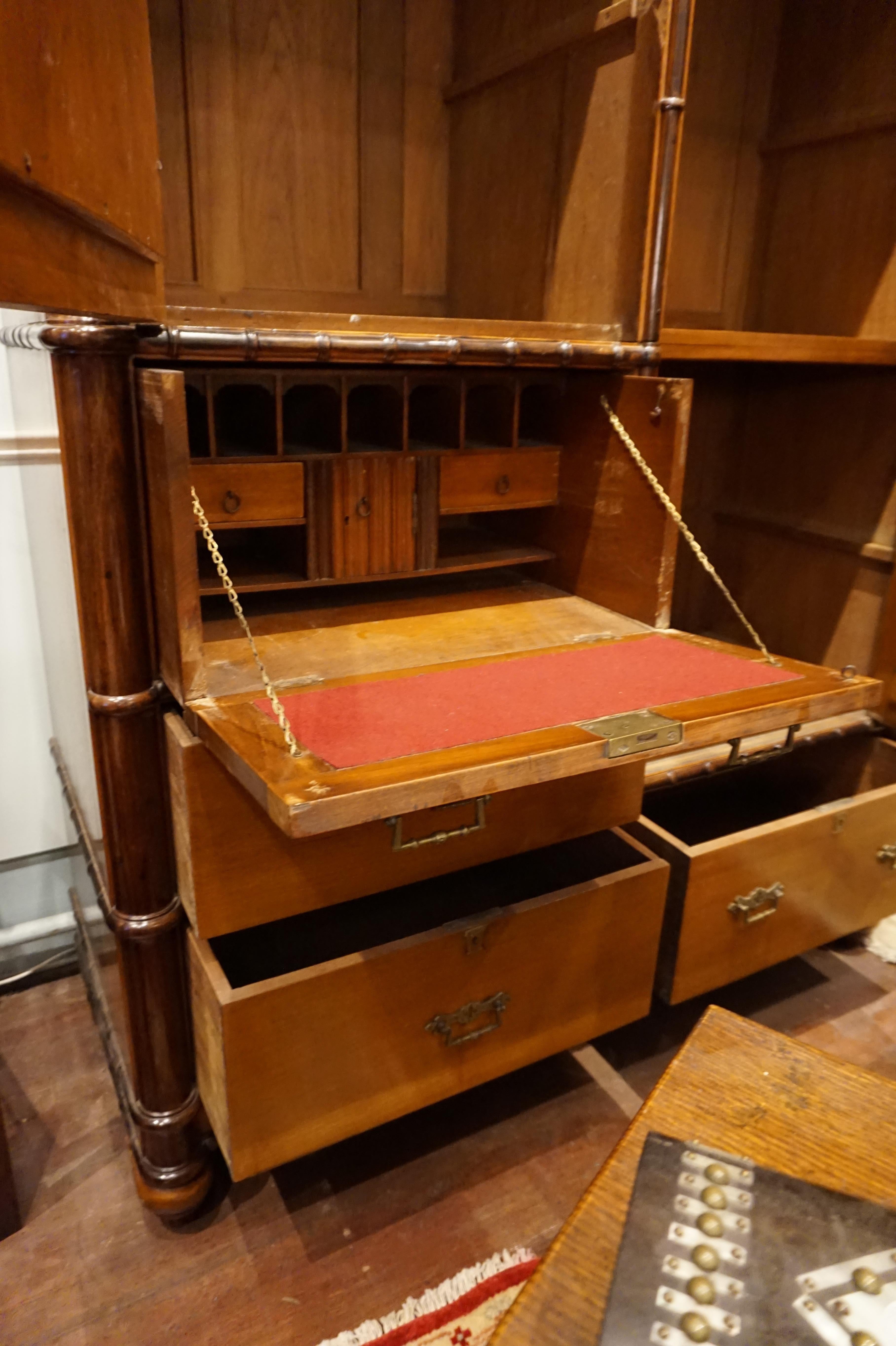 Colonial Chinoiserie Teak and Rosewood Armoire 7