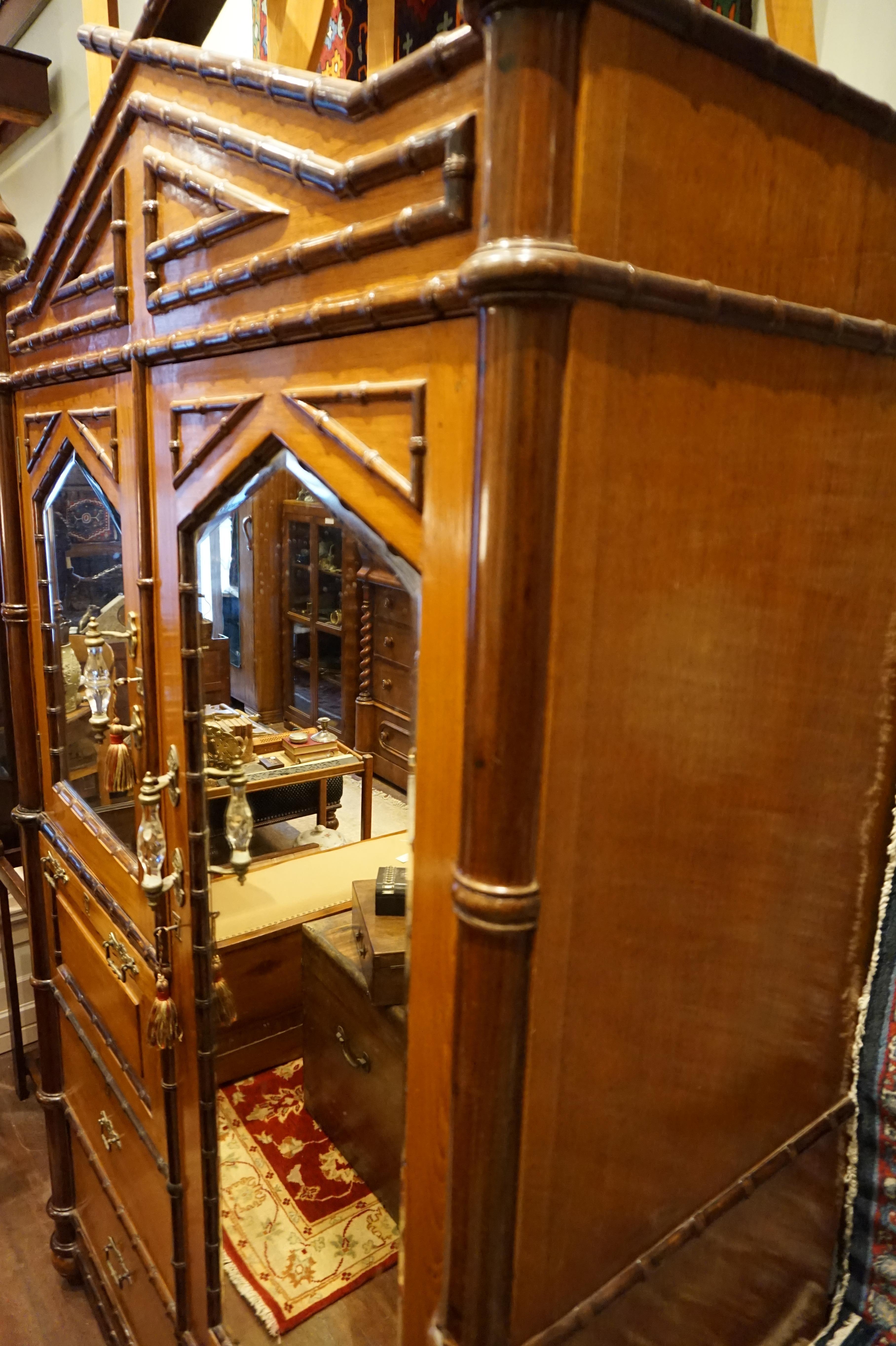 Colonial Chinoiserie Teak and Rosewood Armoire 1