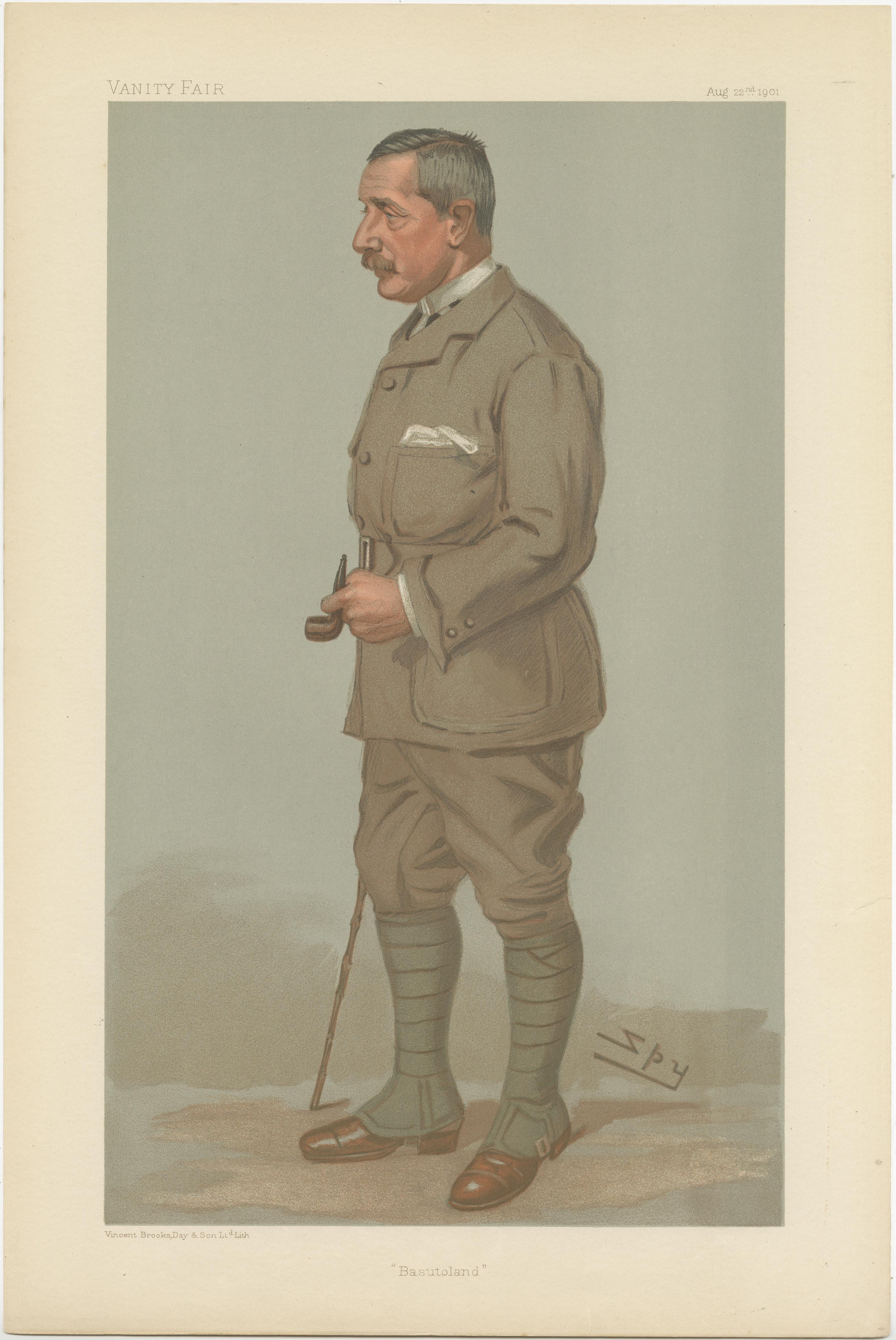 This caricature from Vanity Fair, published on August 22, 1901, features Sir Godfrey Yeatman Lagden, the British Resident Commissioner of Basutoland, which is now known as Lesotho. The title 