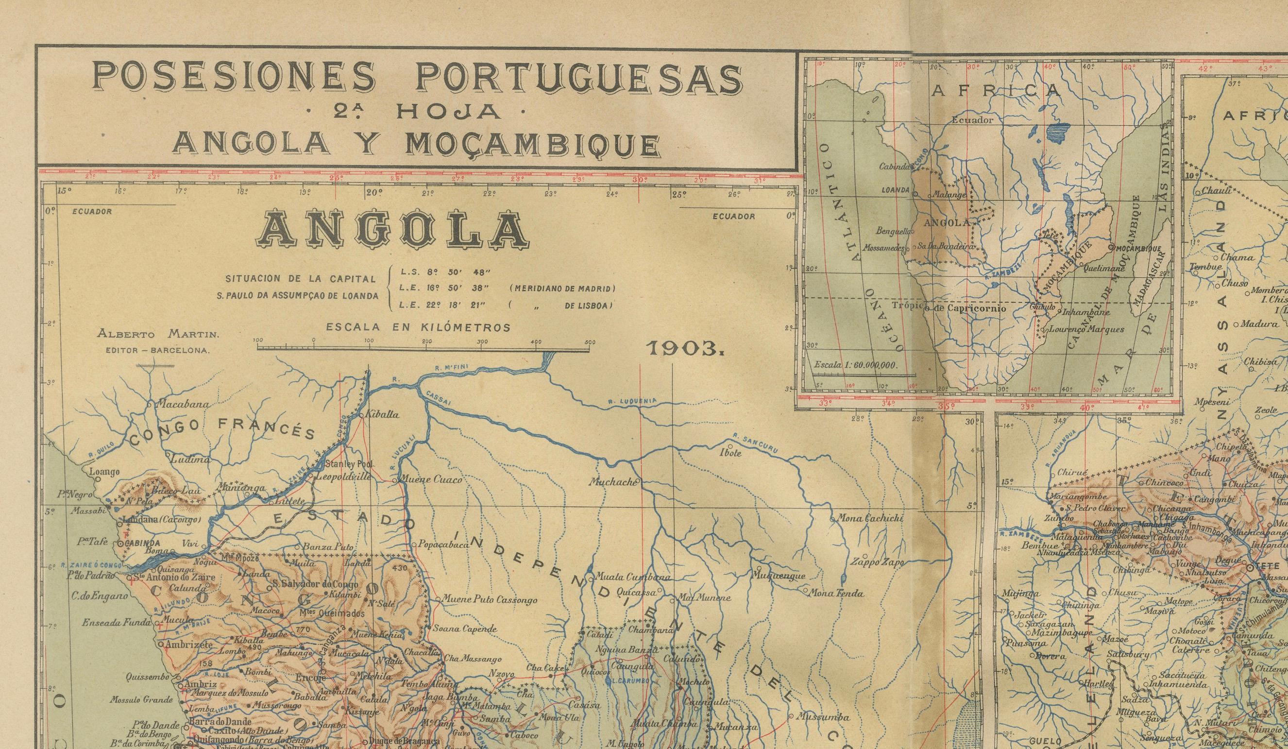 Papier Crossroads coloniales : Angola et Mozambique en 1903 en vente