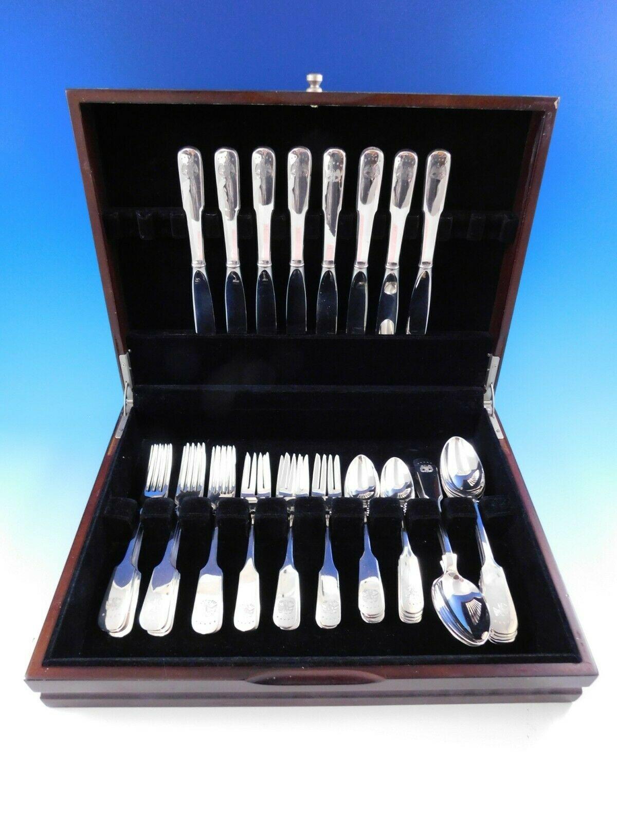 Scarce Colonial eagle by Gorham sterling silver flatware set, 40 pieces. This set includes:

8 knives, 8 3/4
