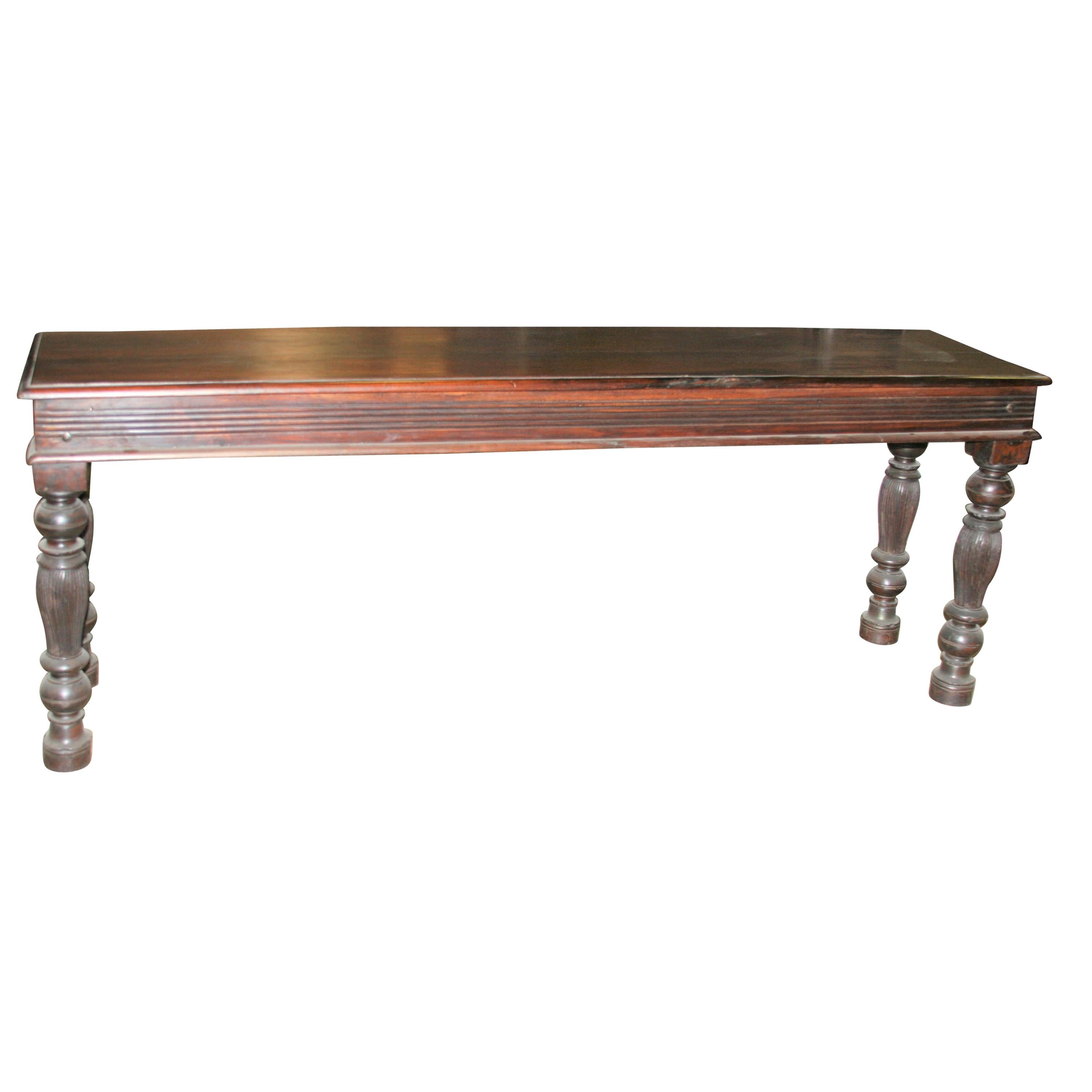 Colonial Era Solid Teak Wood Superbly Handcrafted Console Table For Sale