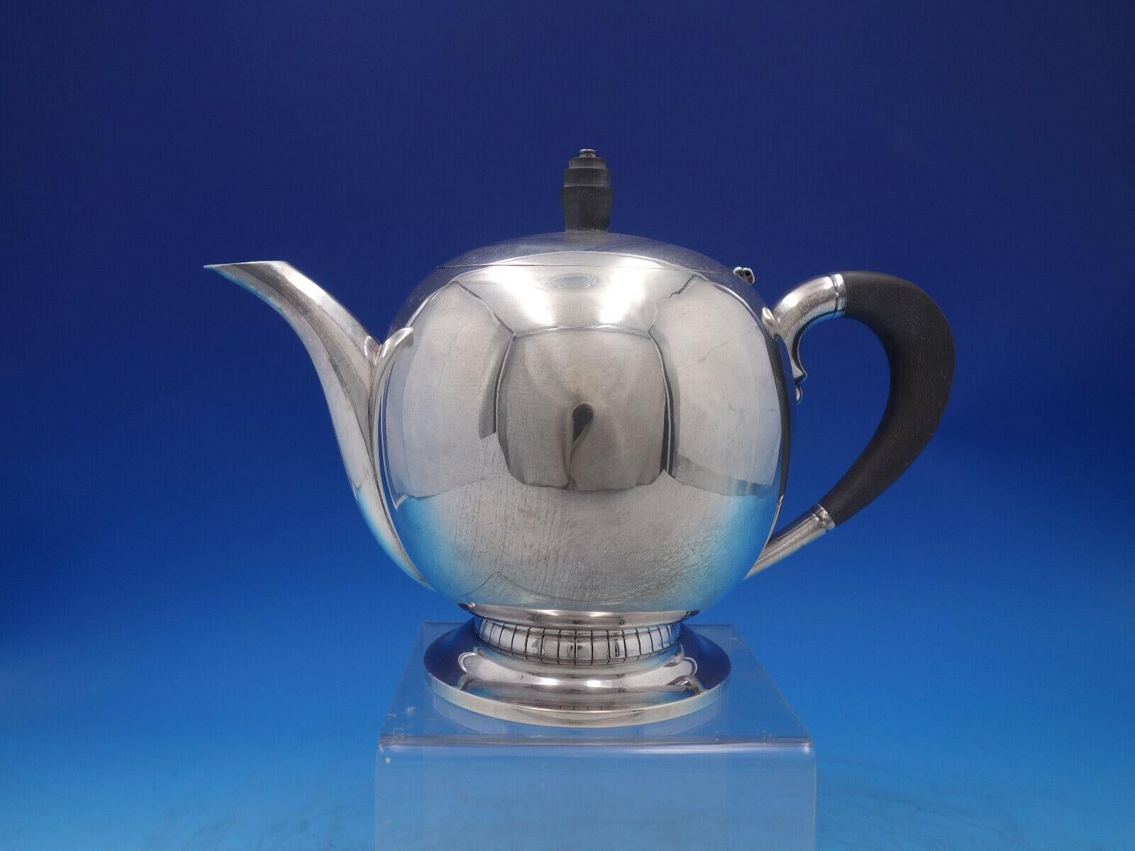 Colonial Fiddle by Tuttle Sterling Silver Tea Set 5 Piece '#6120' Vintage For Sale 4