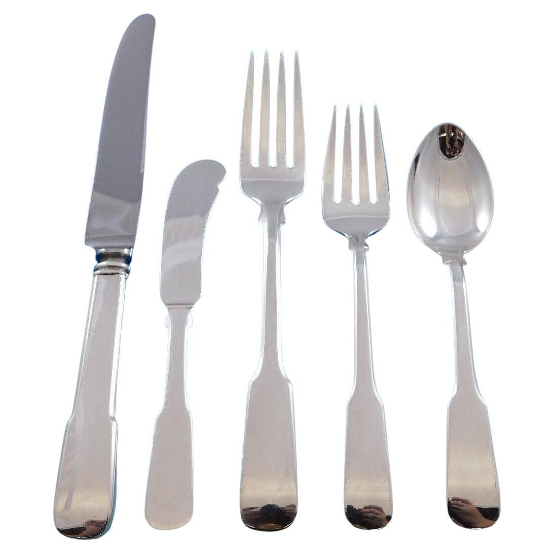 Colonial Fiddle by Watson Sterling Silver Flatware Service for 8 Set 42 Pieces For Sale
