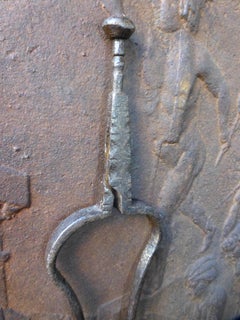 Colonial Forged Fireplace Tongs, 18th Century