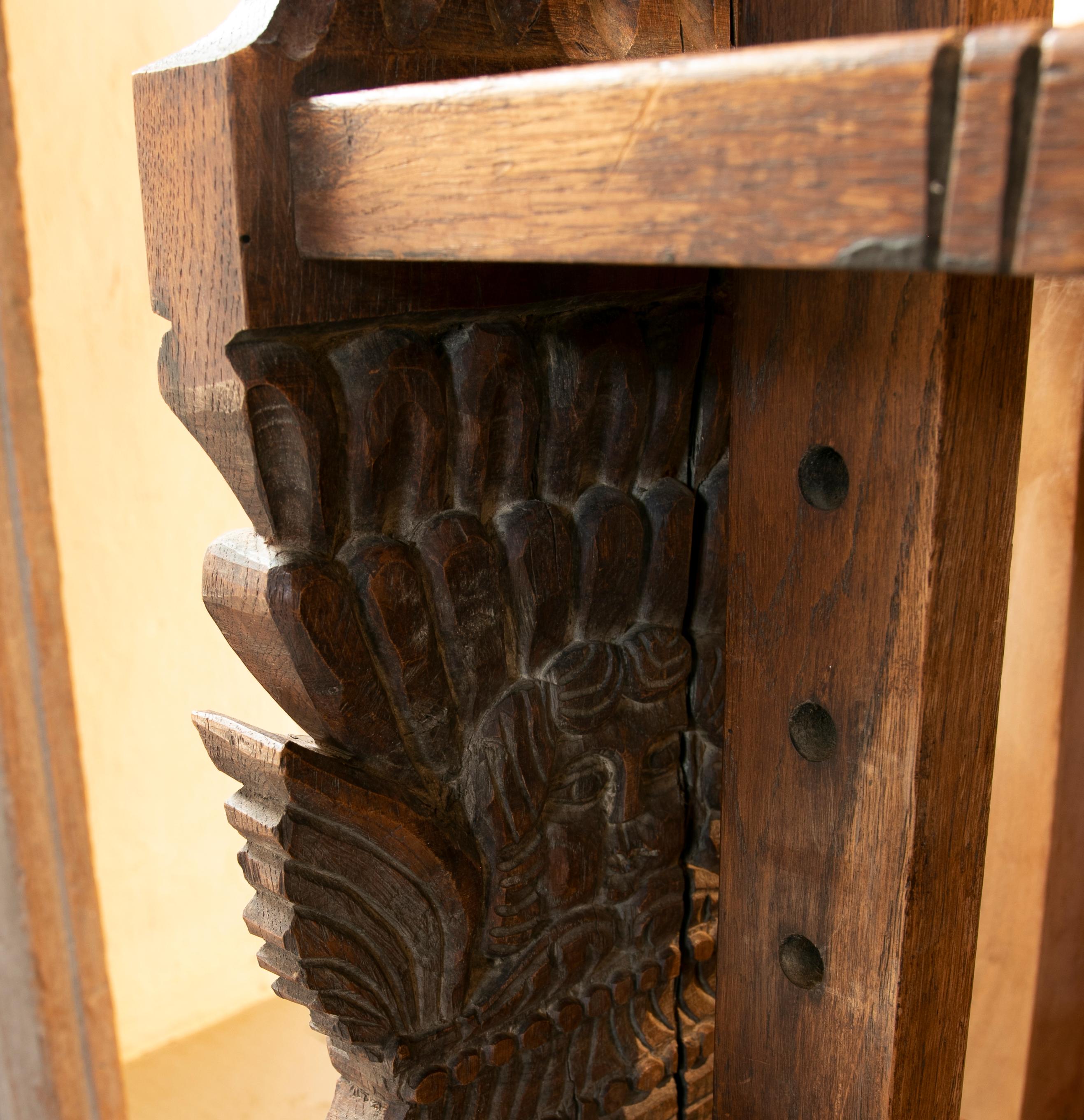 Colonial Hand-Carved Wooden Bookrest From Central America and with Carved Angels 5