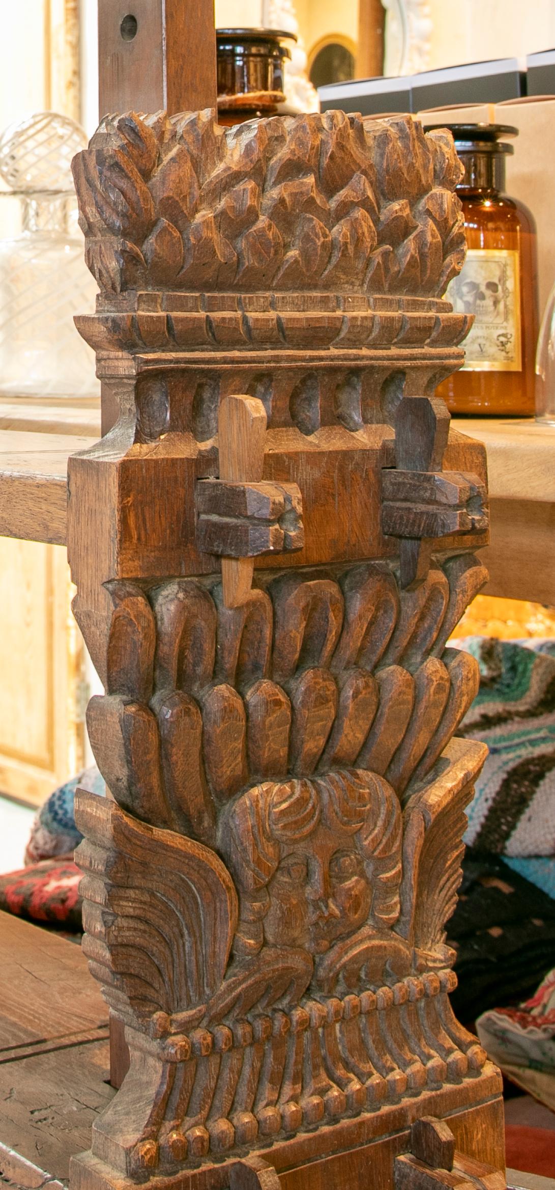 Colonial Hand-Carved Wooden Bookrest From Central America and with Carved Angels 13