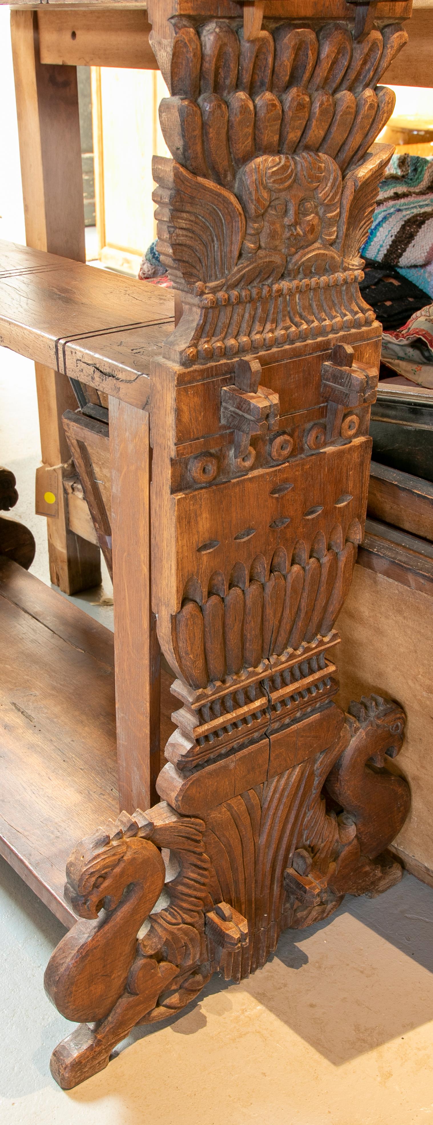 Colonial Hand-Carved Wooden Bookrest From Central America and with Carved Angels 14