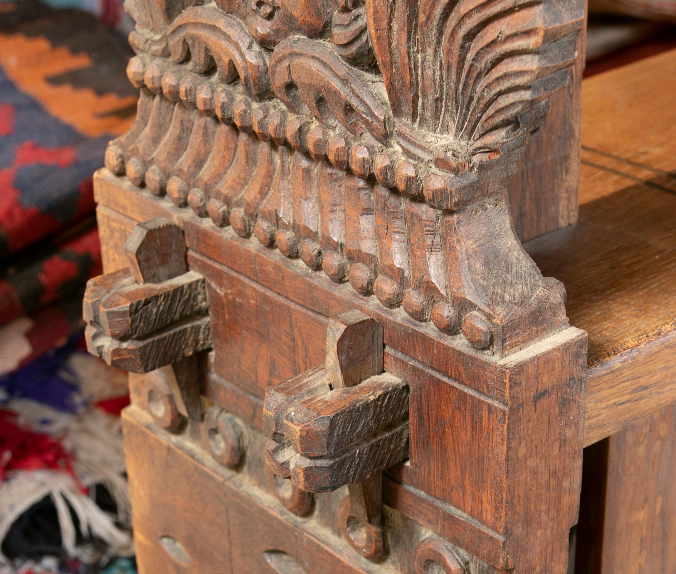 Colonial Hand-Carved Wooden Bookrest From Central America and with Carved Angels 1
