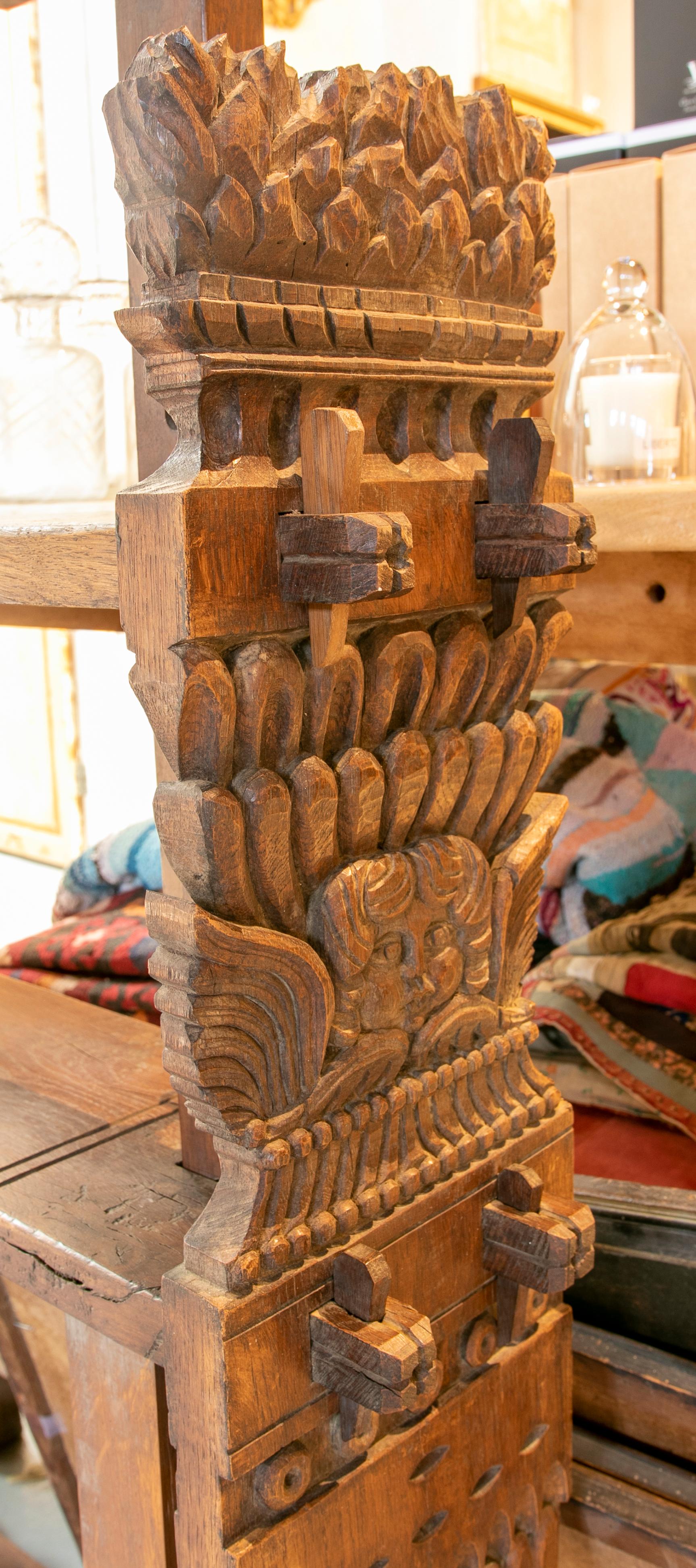 Colonial Hand-Carved Wooden Bookrest From Central America and with Carved Angels 3