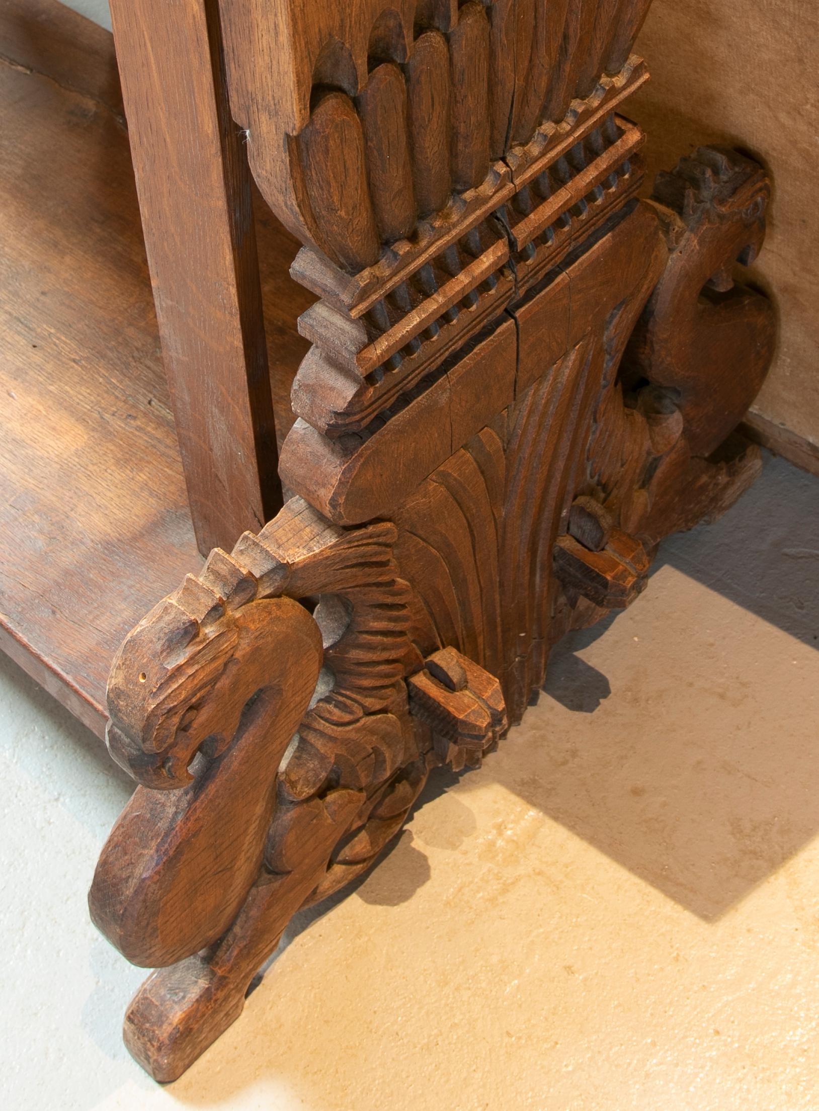 Colonial Hand-Carved Wooden Bookrest From Central America and with Carved Angels 4