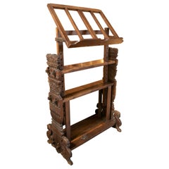 Colonial Hand-Carved Wooden Bookrest From Central America and with Carved Angels