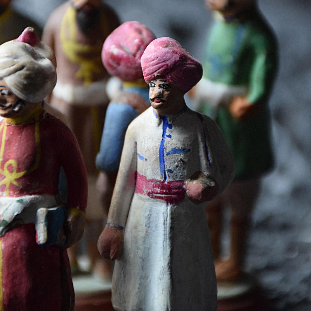 Late 19th Century Colonial India Clay Figures