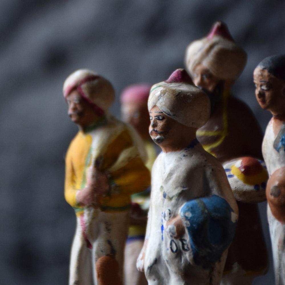 Indian Colonial India Clay Figures