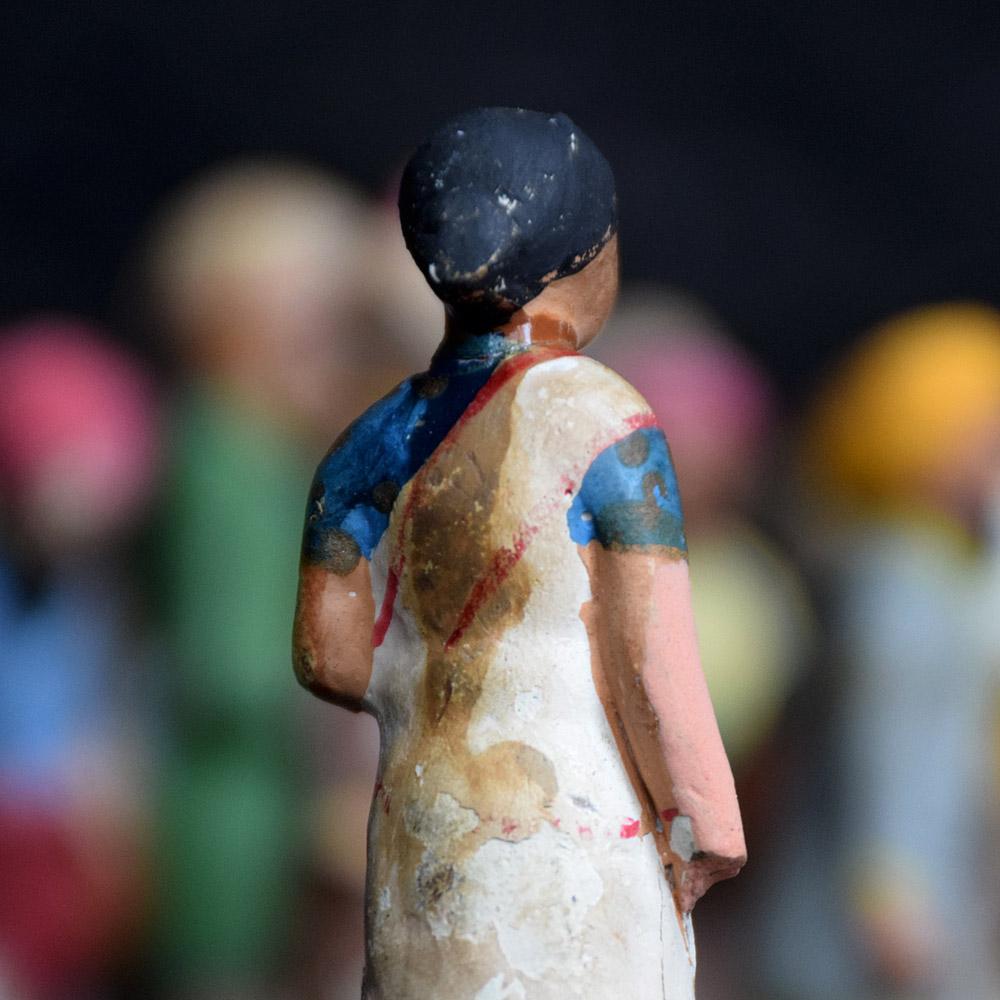Hand-Crafted Colonial India Clay Figures