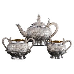 Used Colonial Indian Silver Tea Set, circa 1890