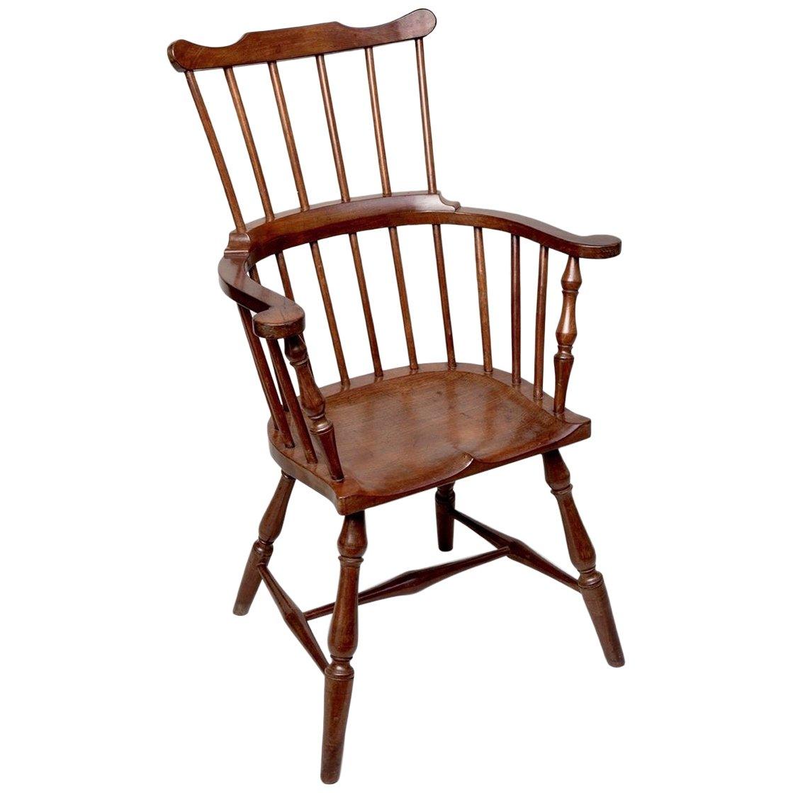 Colonial Jamaican Mahogany Windsor Comb-Back Armchair For Sale
