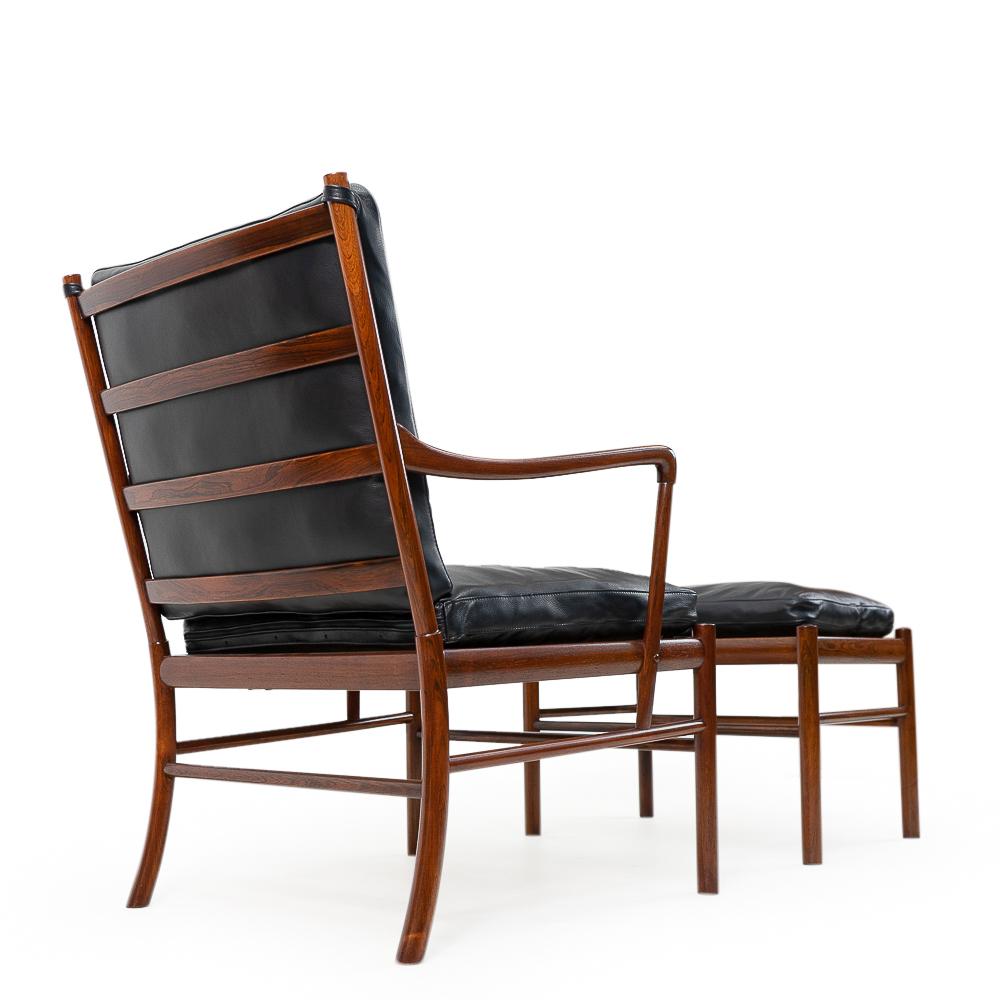 20th Century Vintage Danish Design Colonial Lounge Chair and Ottoman, by Ole Wanscher, 1950s For Sale