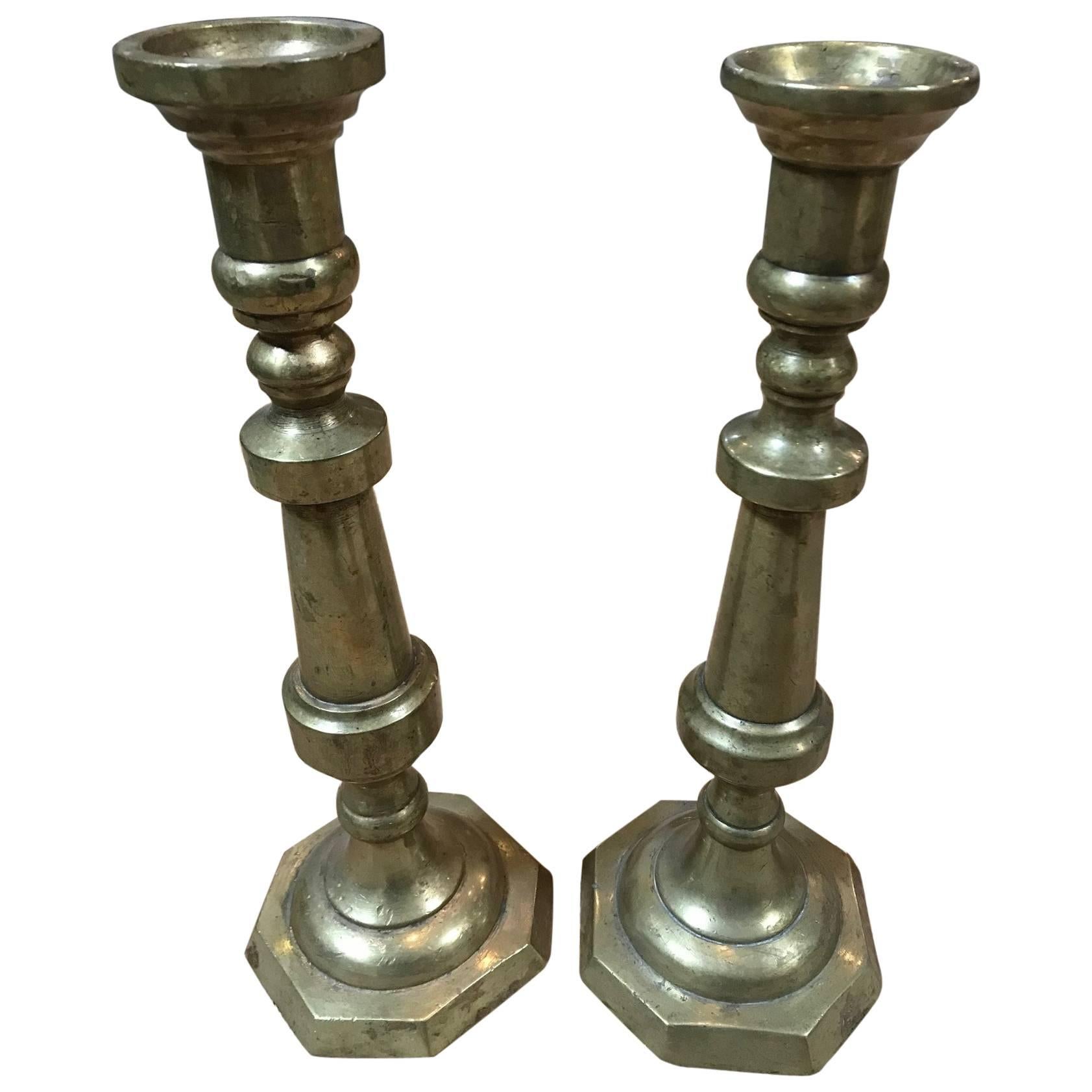 Colonial Mexican Candlesticks, Pair