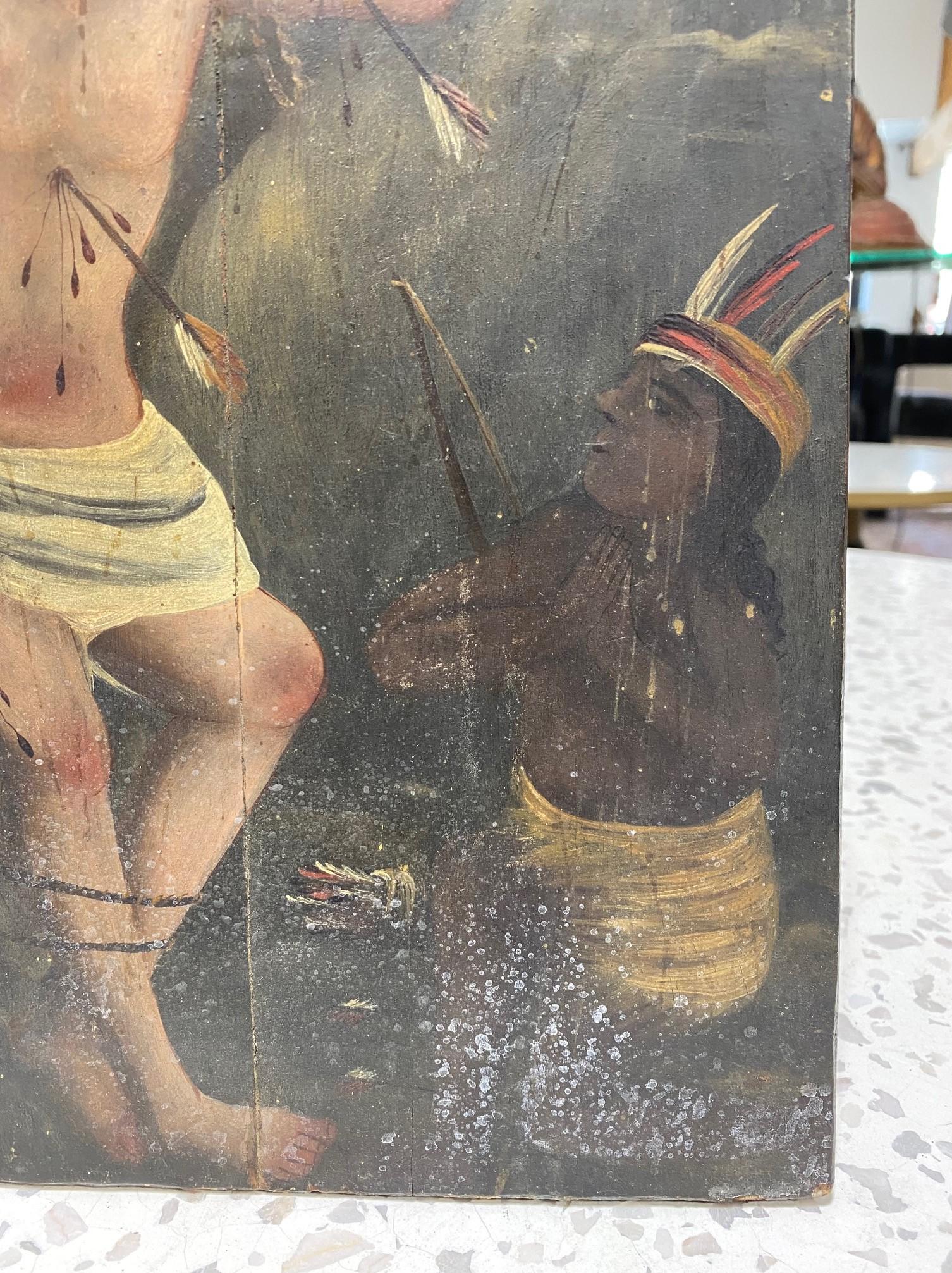 Mexikanische Kolonial-Volkskunst Ex-Voto Retablo-Gem�älde des Jesus Angel Saint 1800er Jahre im Zustand „Gut“ in Studio City, CA