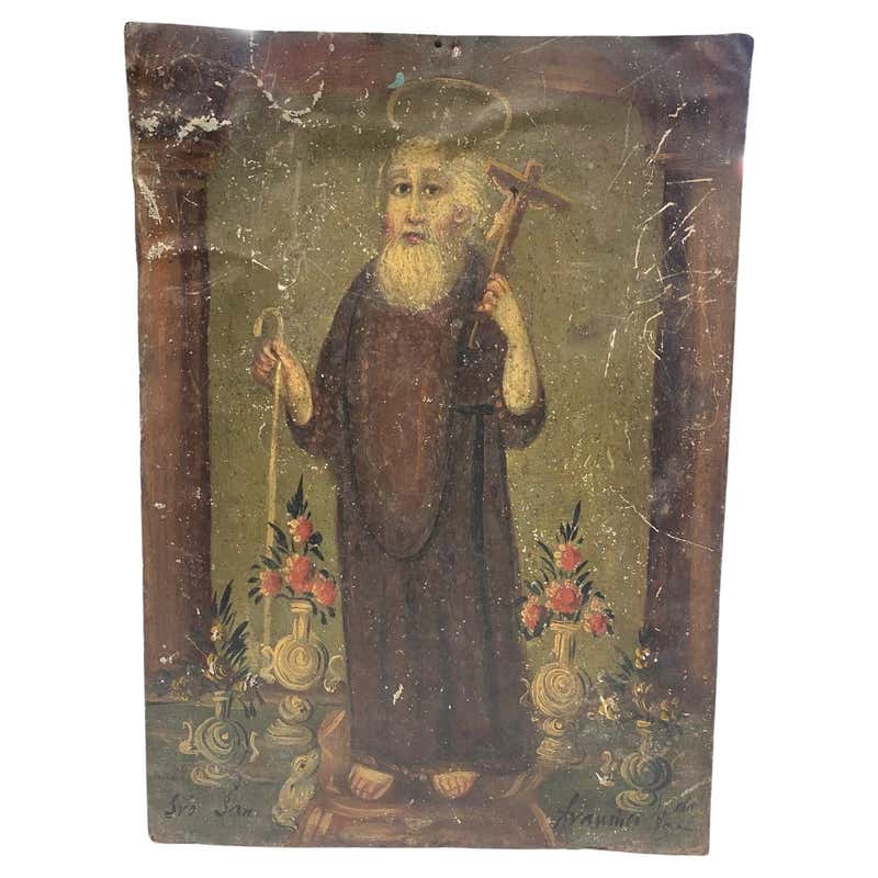 Spanish Colonial Mexican Folk Art Ex-Voto Retablo Painting Catholic ...