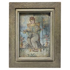 Colonial Mexican Folk Art Ex-Voto Retablo Painting of Santo Niño de Atocha 1800s