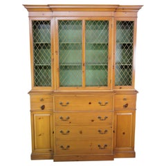 Colonial MFG Co Retro Pine Breakfront Butler Secretary Desk China Cabinet