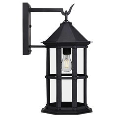 Colonial Mission Revival Wrought Iron Exterior Eight-Sided Profile Lantern, Grey