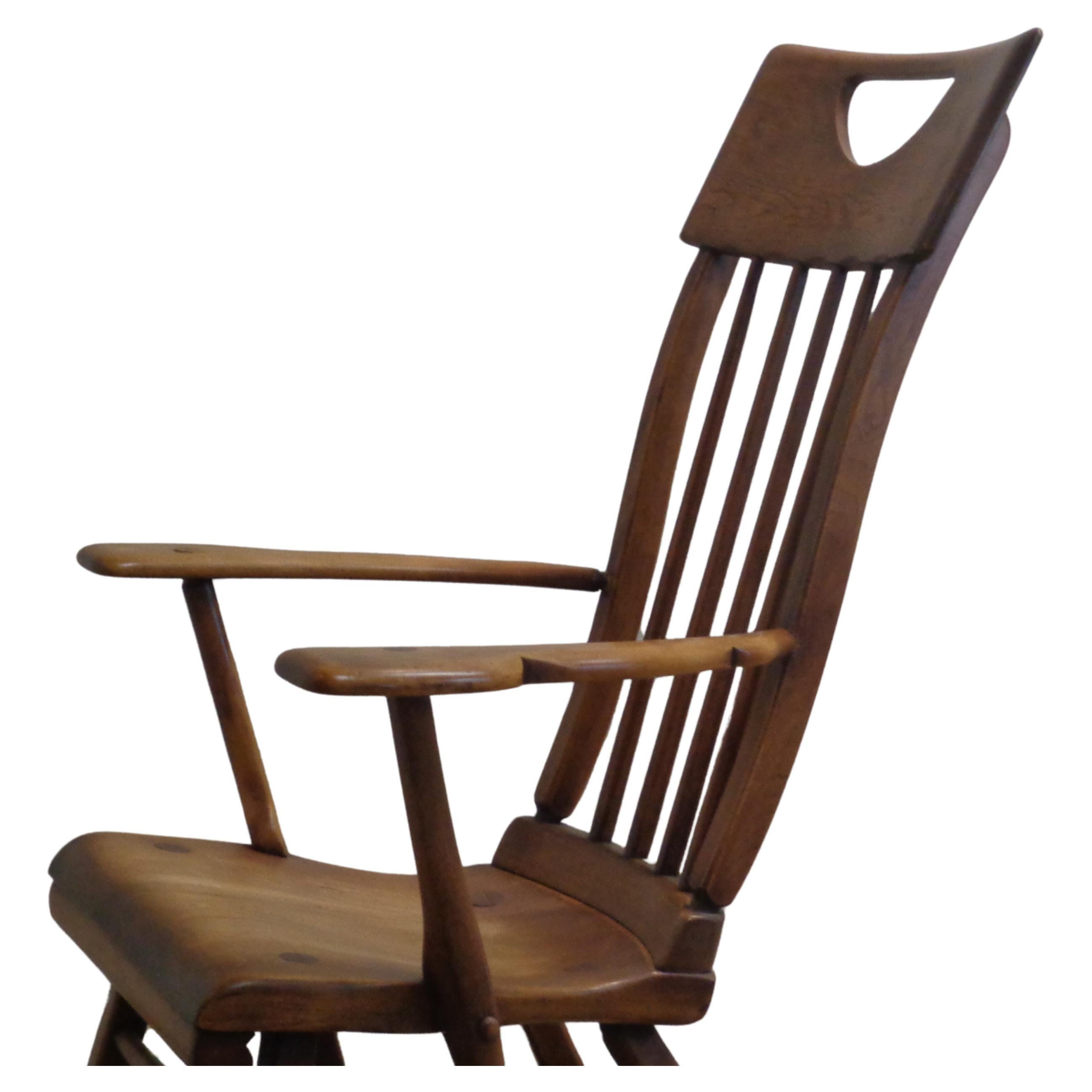Herman de Vries High Back Rocking Chair, Sikes Furniture 1930's For Sale 5