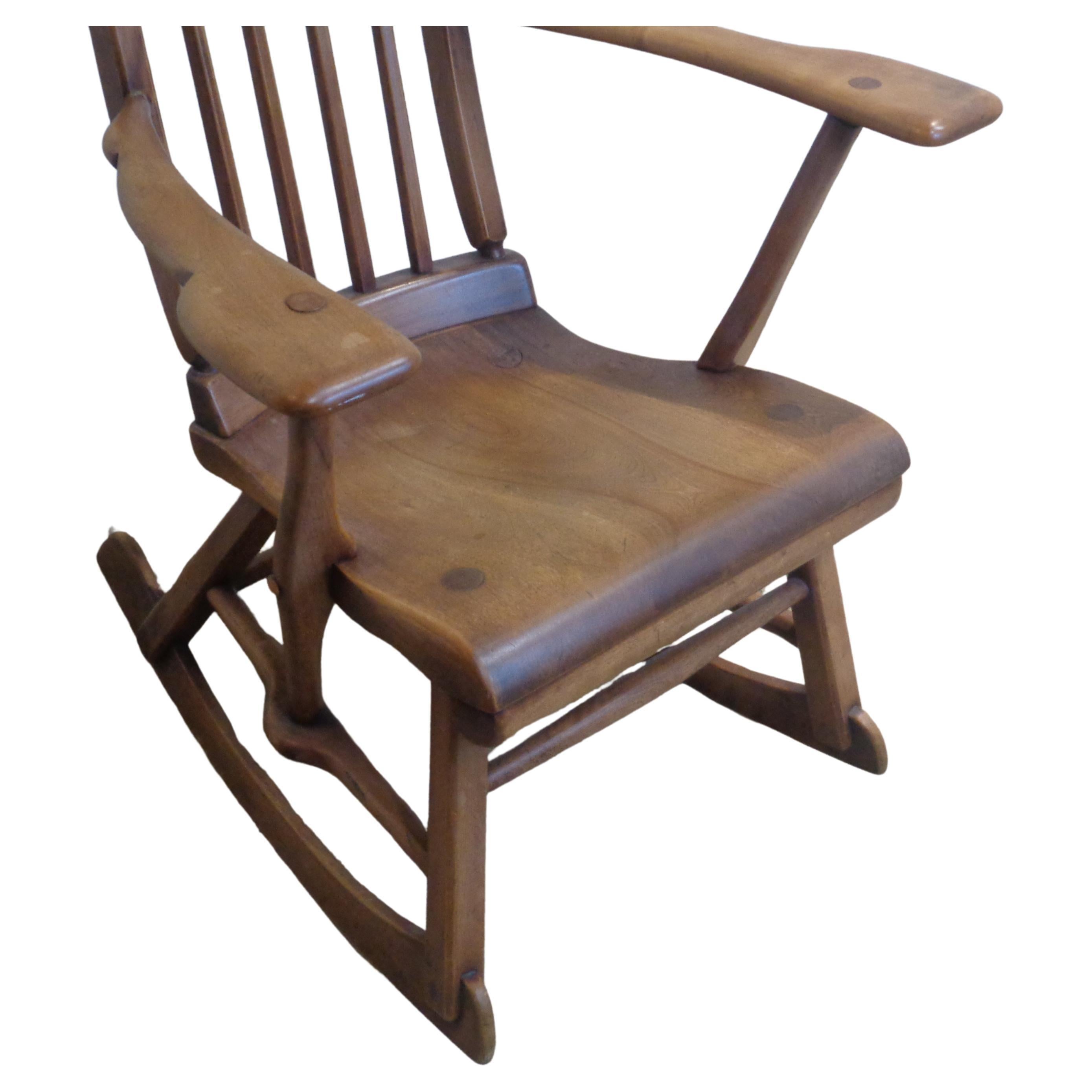 American Colonial Herman de Vries High Back Rocking Chair, Sikes Furniture 1930's For Sale