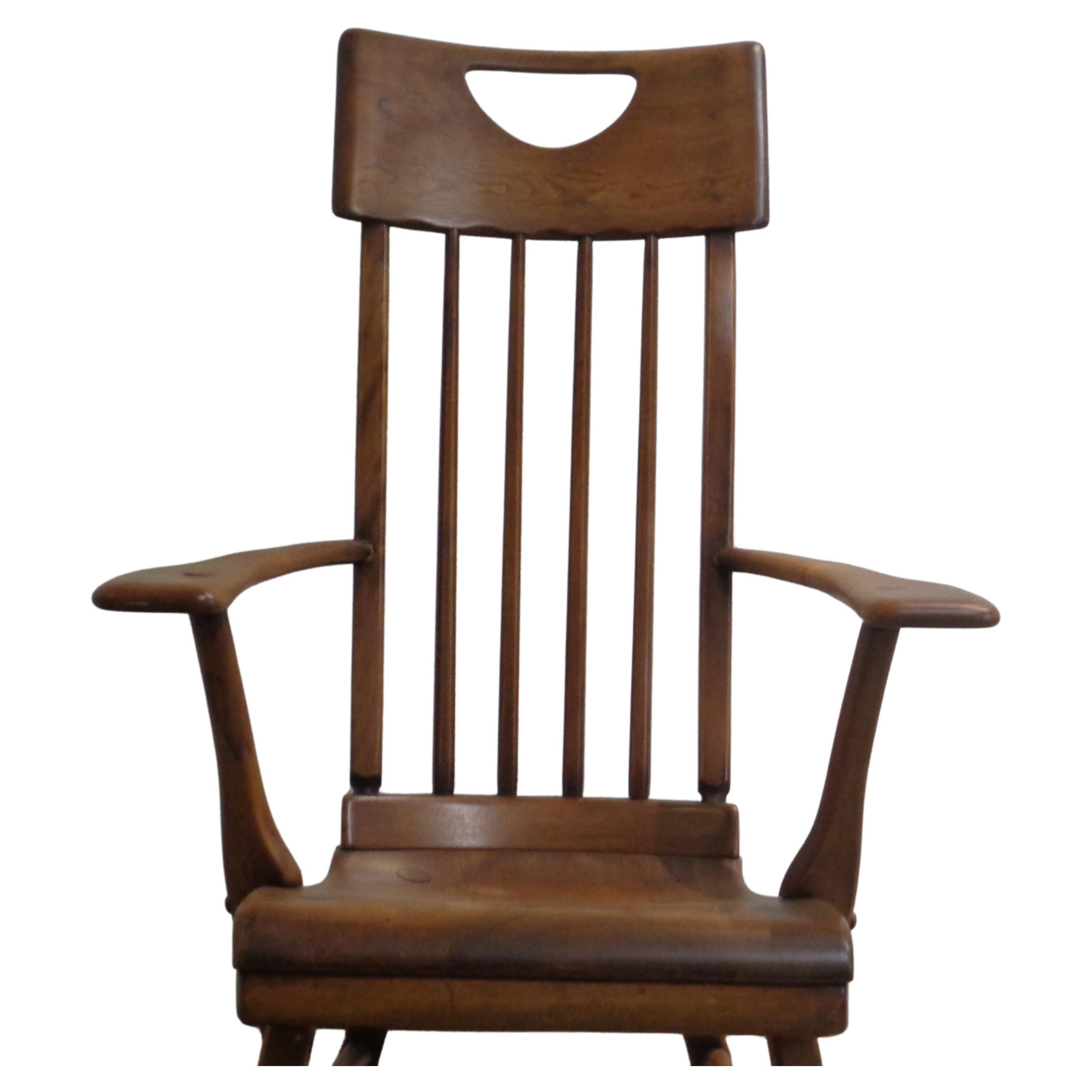 Hand-Crafted Herman de Vries High Back Rocking Chair, Sikes Furniture 1930's For Sale