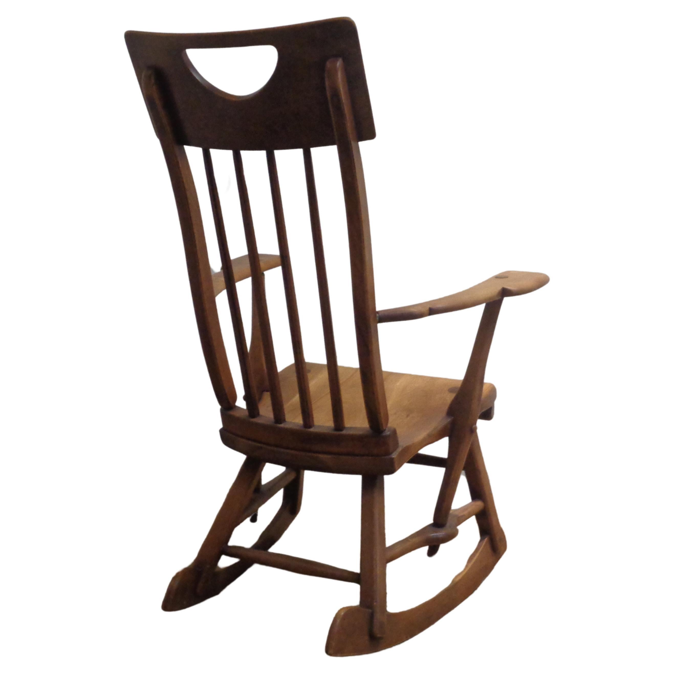 Maple Herman de Vries High Back Rocking Chair, Sikes Furniture 1930's For Sale
