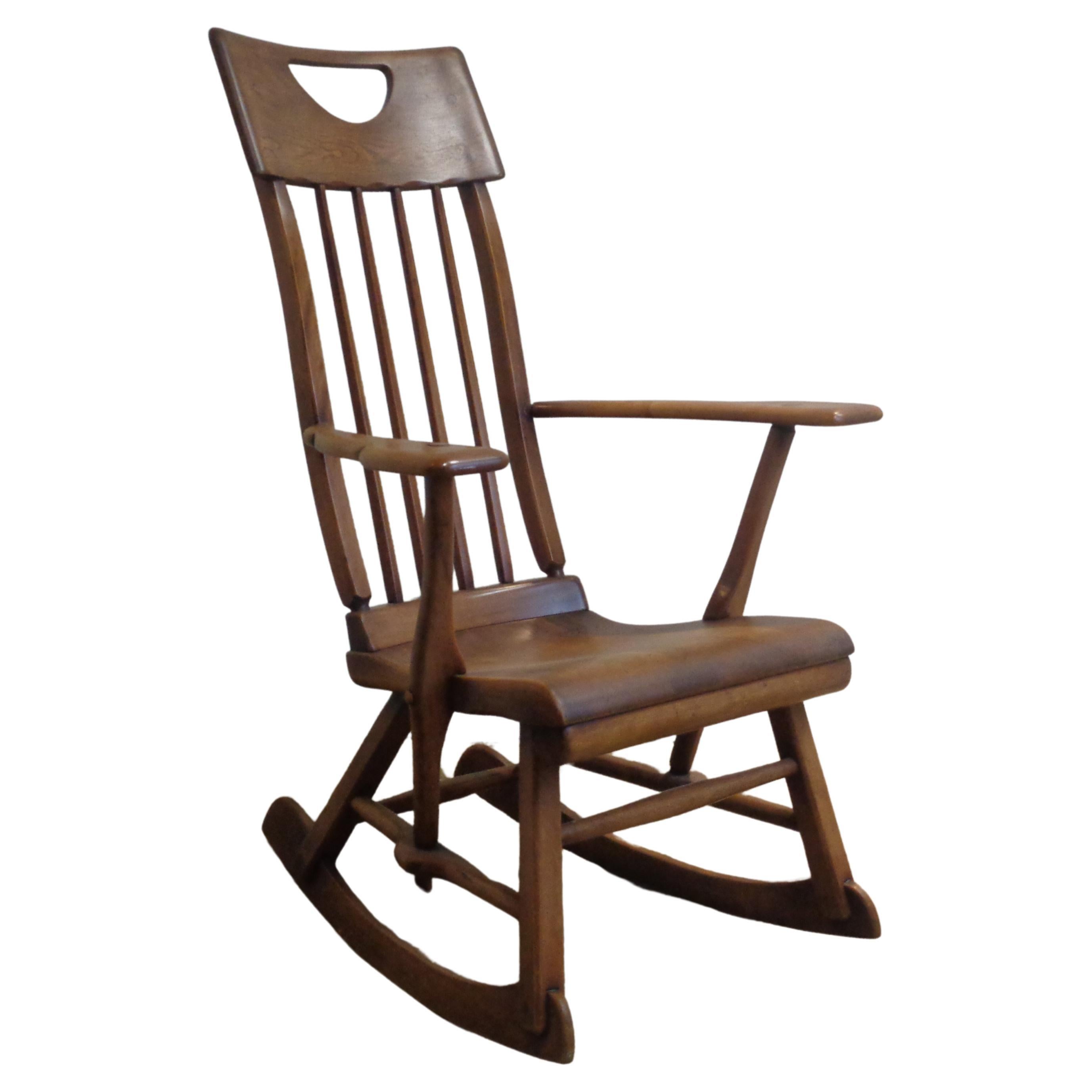 Herman de Vries High Back Rocking Chair, Sikes Furniture 1930's For Sale
