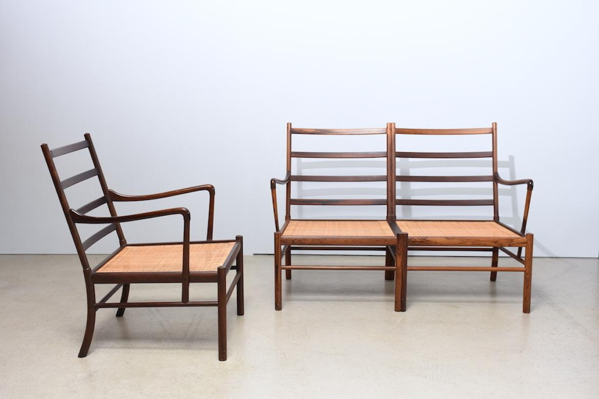 Scandinavian Modern `Colonial` PJ149 sofa and armchair by Ole Wanscher, 1960s, rosewood and leather