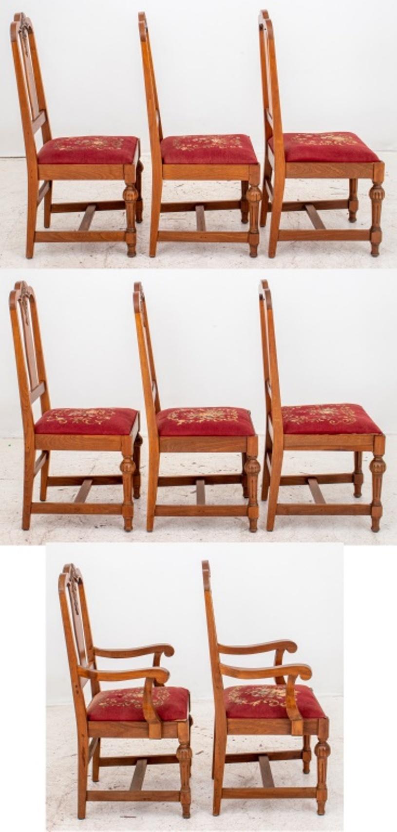 Fabric Colonial Revival Dining Chairs, Set of 8 For Sale