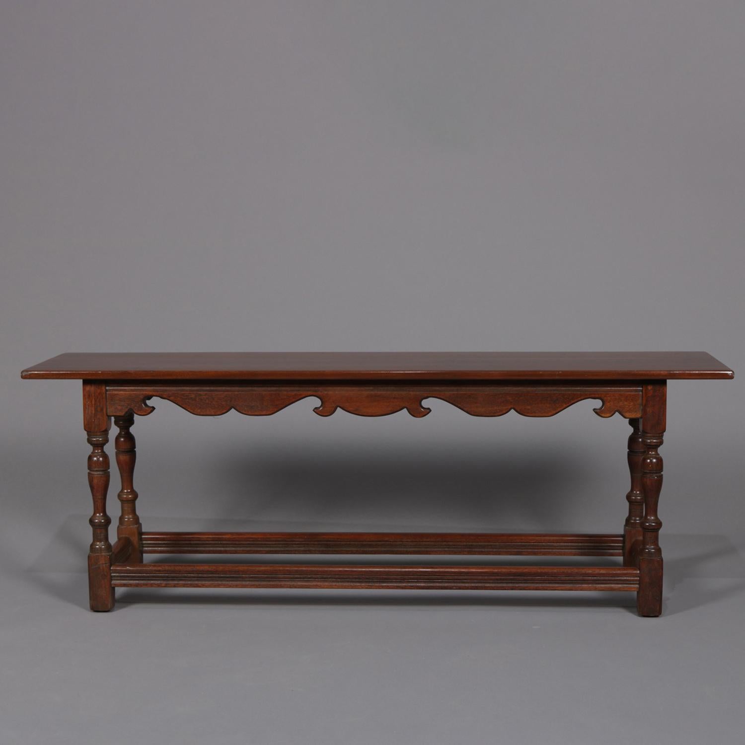 American Colonial Revival Kittinger School Cherry and Pegged Long Bench, circa 1930