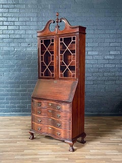 Colonial Revival Secretary Desk w/ Glass Bookcase