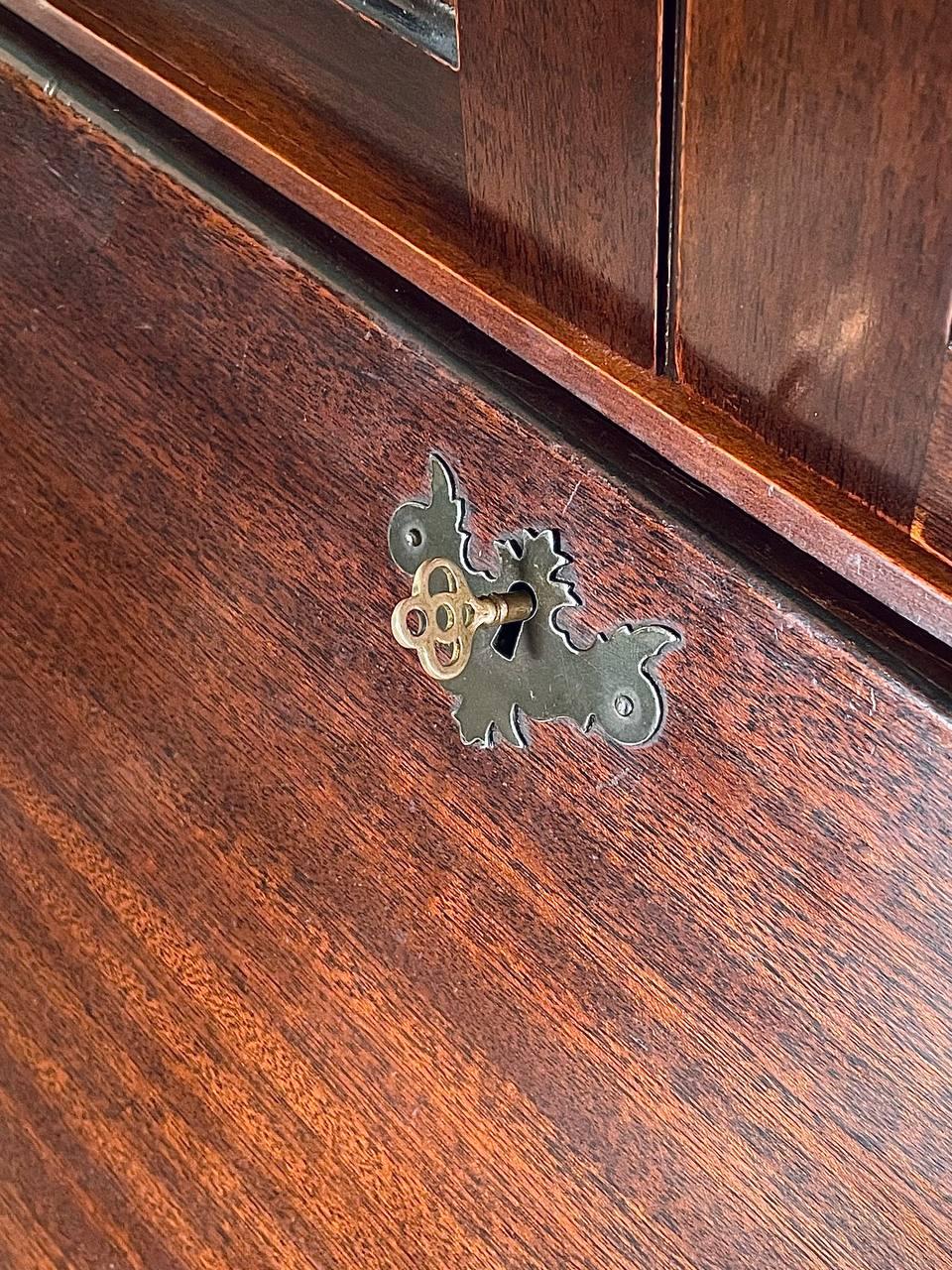Colonial Revival Secretary Desk w/ Glass Bookcase For Sale 2