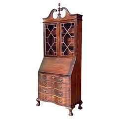 Kolonial-Revival-Sekretär-Schreibtisch mit Glas-Bücherregal