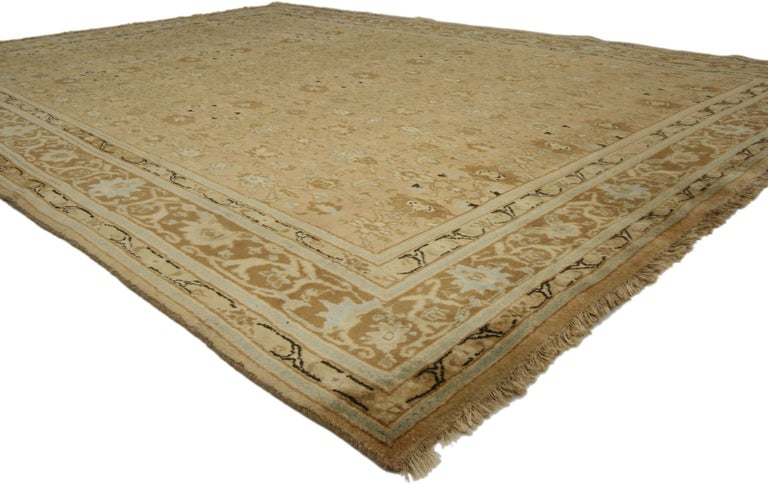 Colonial Revival Style Vintage Persian Mashhad Rug with Warm, Neutral ...