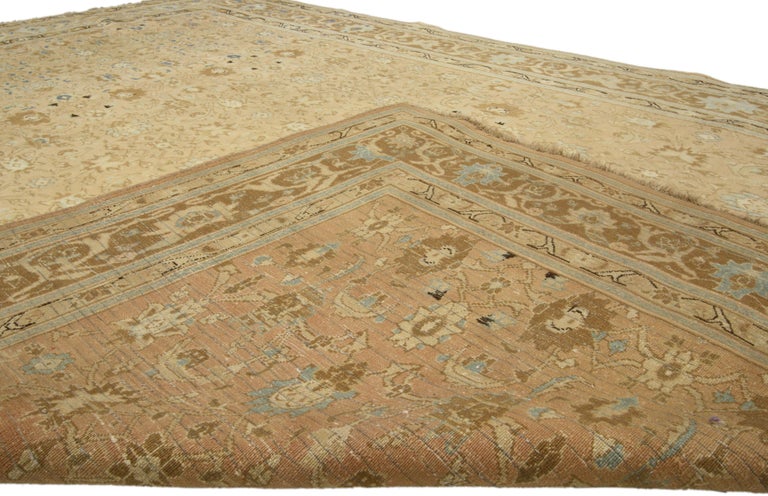 Colonial Revival Style Vintage Persian Mashhad Rug with Warm, Neutral ...