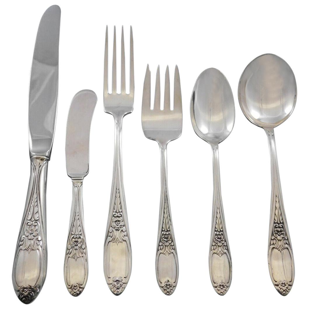 Colonial Rose by Amston Sterling Silver Flatware Set for 8 Service 48 Pieces For Sale