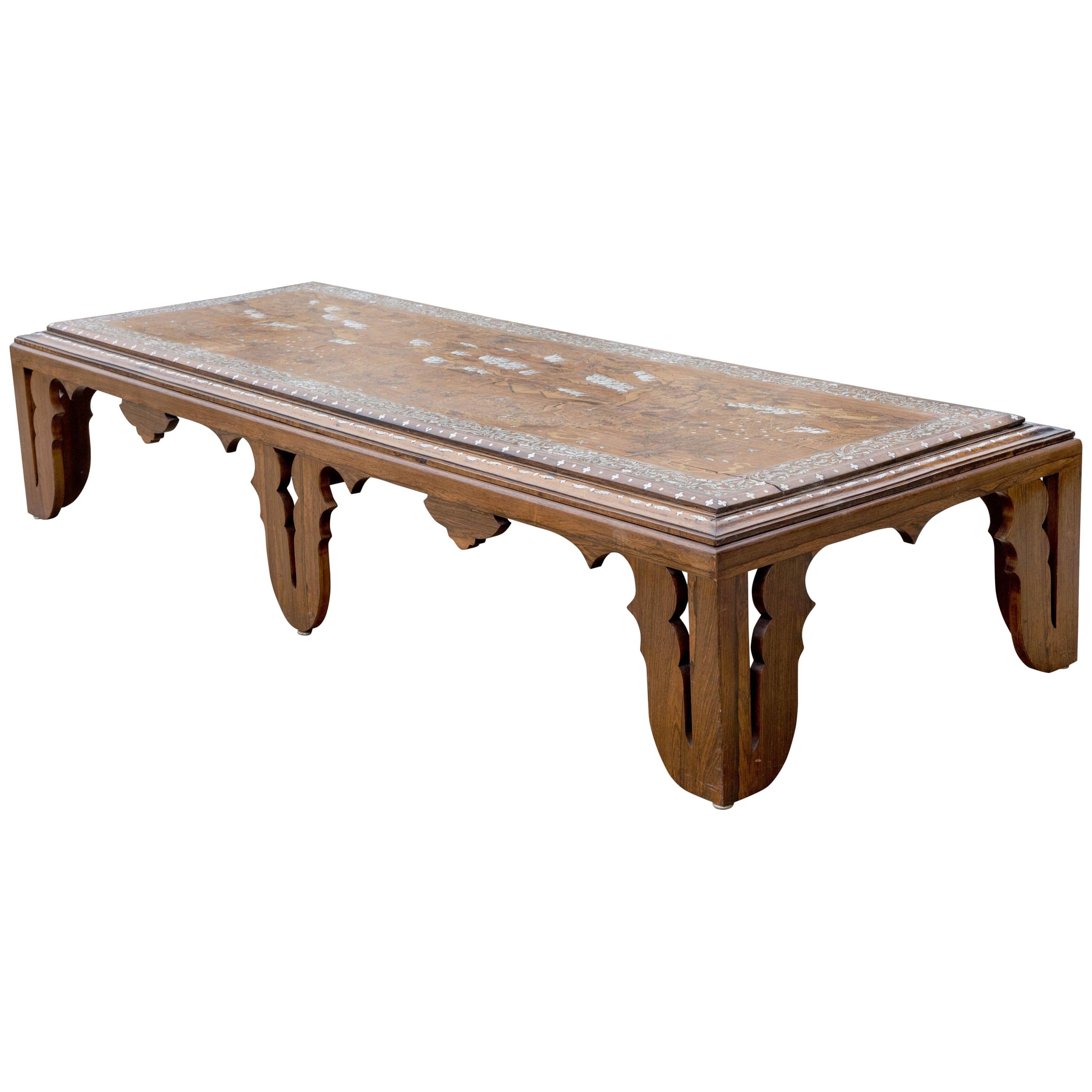Colonial Rosewood Coffee Table with Marquetry Inlay, Anglo Indian, circa 1870 For Sale
