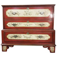 Late 19th Century Colonial Secretaire, Gilded Wooden Chest of Drawers, 1890