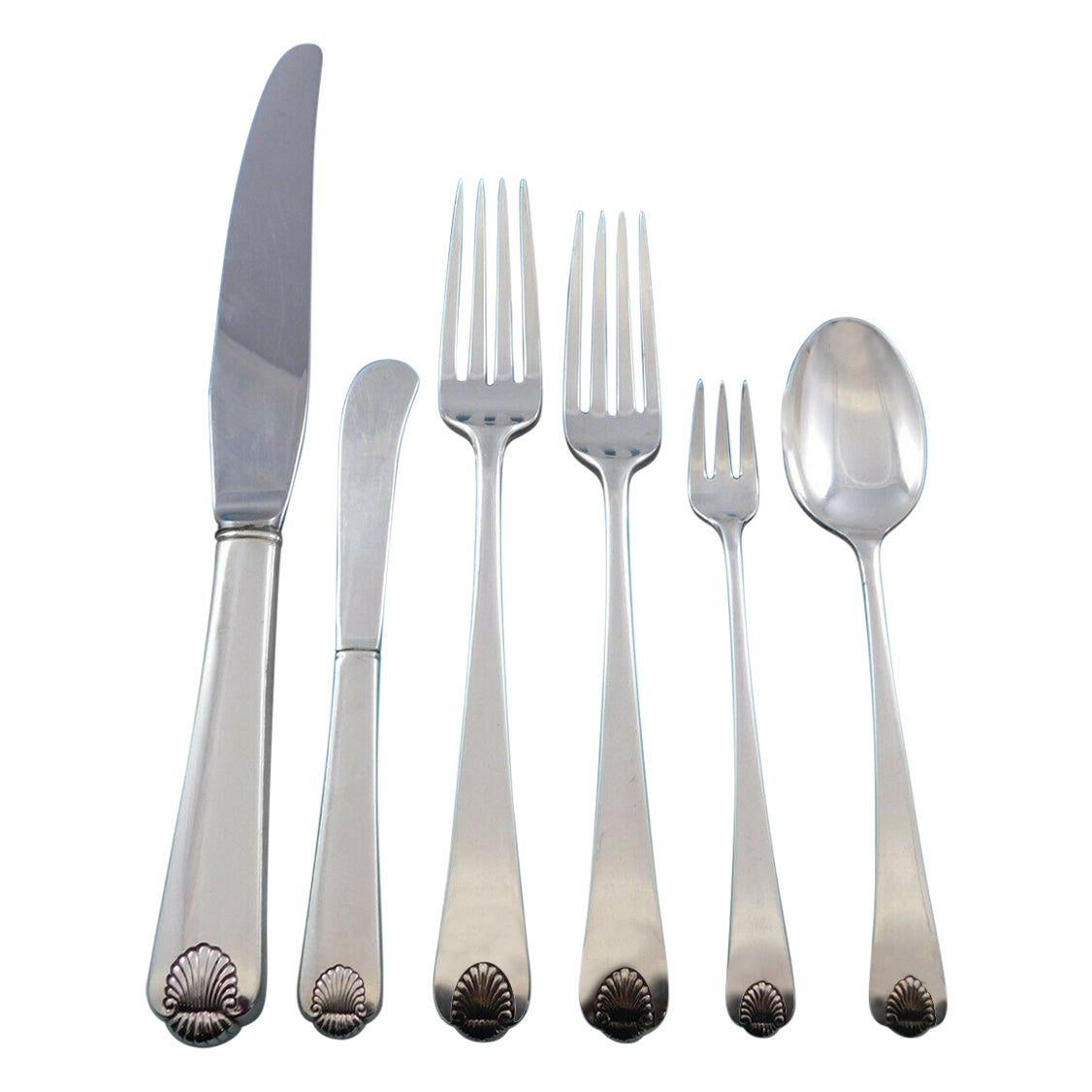 Colonial Shell by International Sterling Silver Flatware Set Service 77pc Dinner