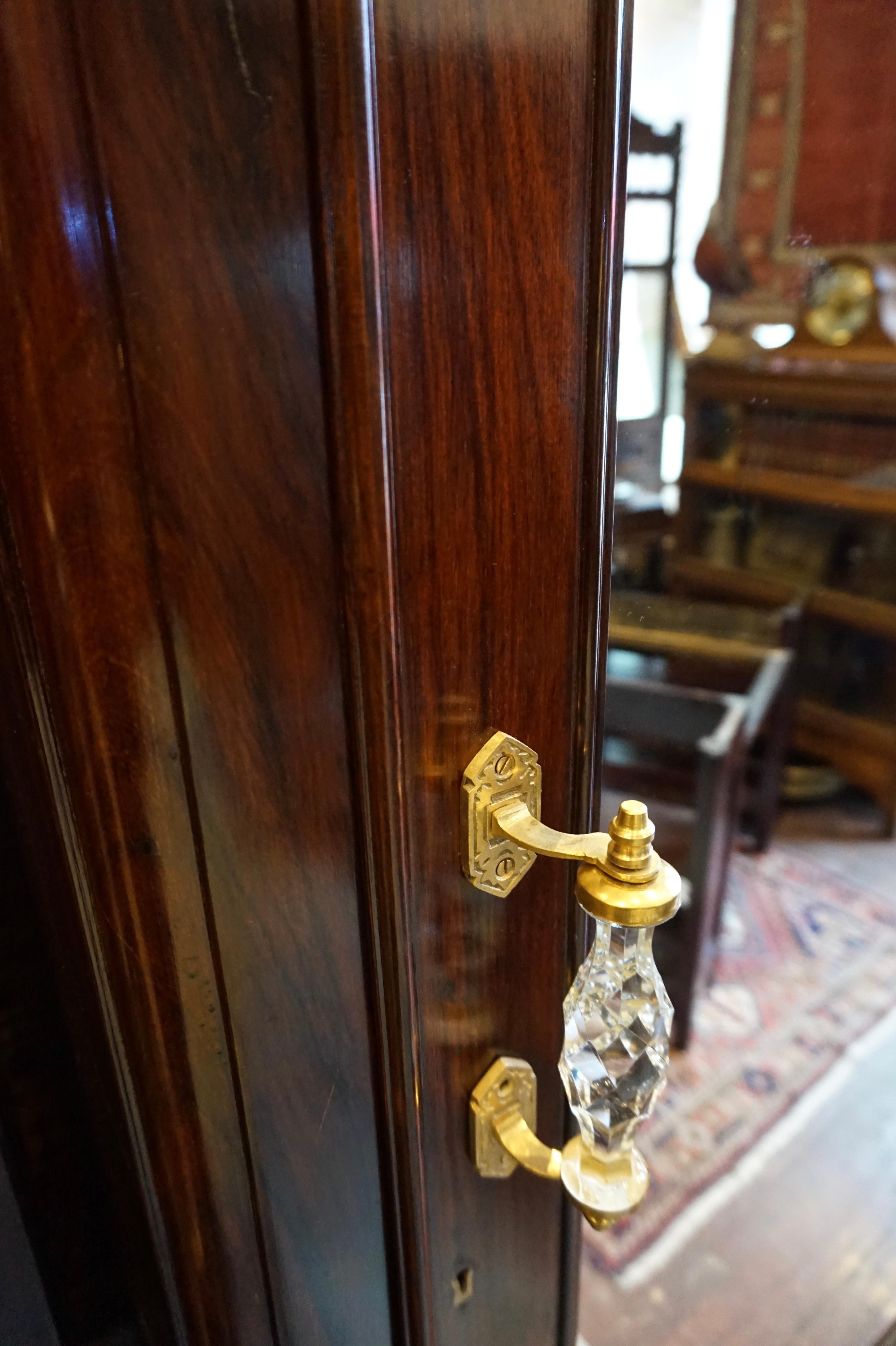 Colonial Solid Rosewood Hand Carved Campaign Armoire with Mirror & Brass Work For Sale 3