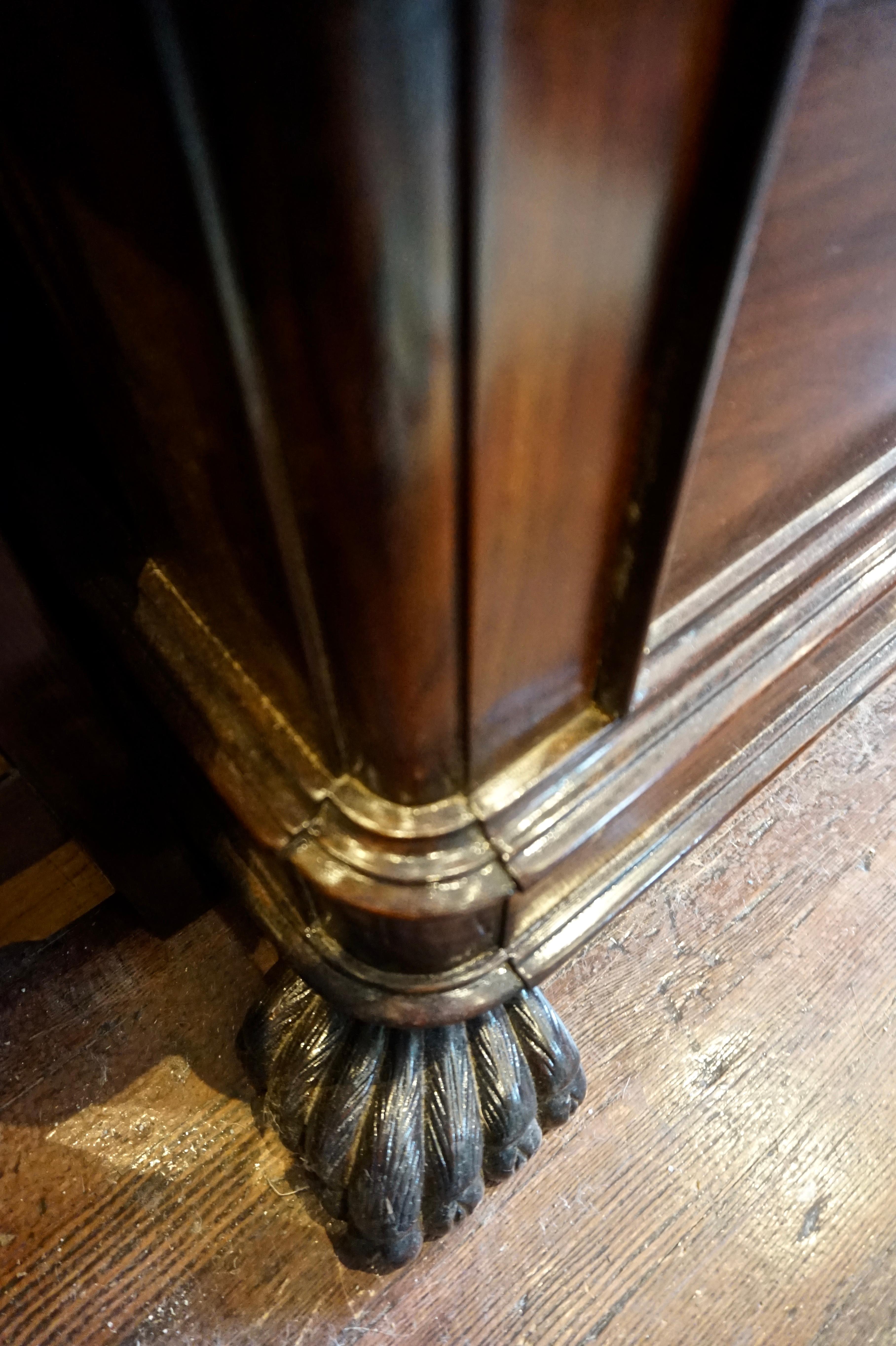 Colonial Solid Rosewood Hand Carved Campaign Armoire with Mirror & Brass Work For Sale 5