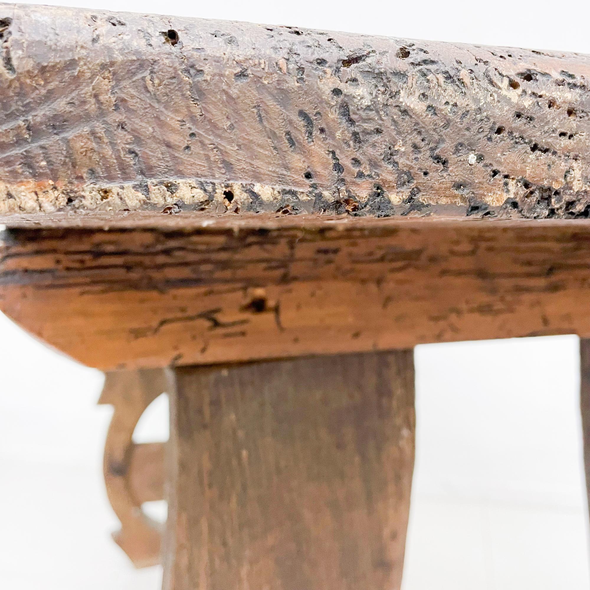 Spanish Colonial Hacienda Receiving Console Table Sculptural Rustic Wood, 1940s 5