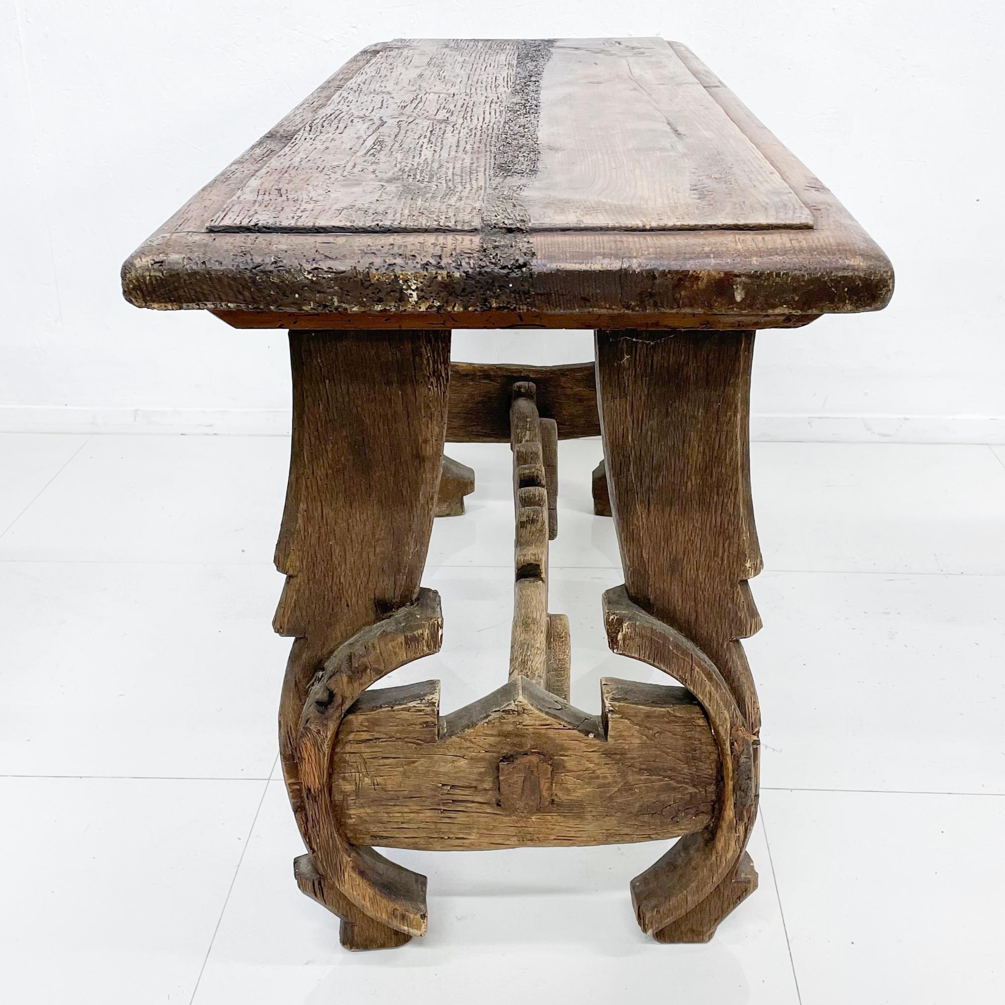 Spanish Colonial Hacienda Receiving Console Table Sculptural Rustic Wood, 1940s 7