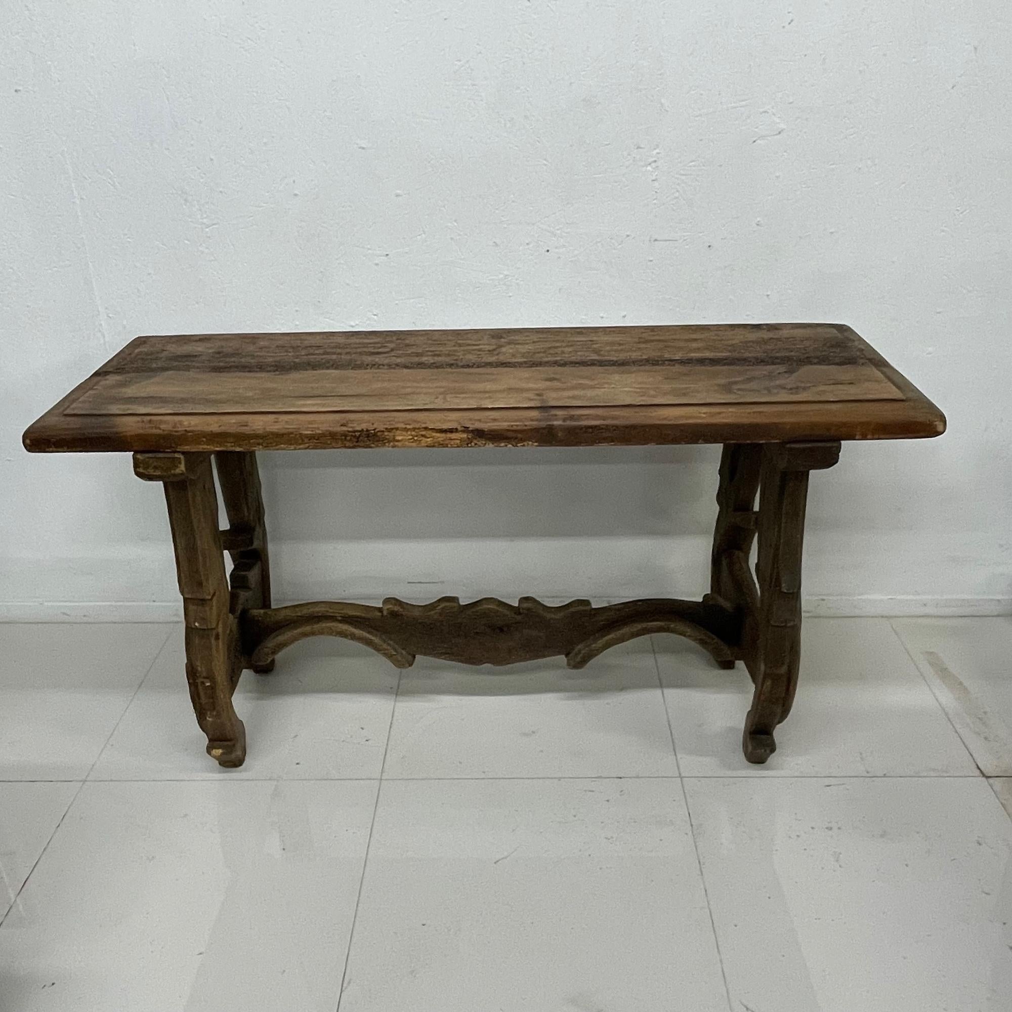Spanish Colonial Hacienda Receiving Console Table Sculptural Rustic Wood, 1940s 10